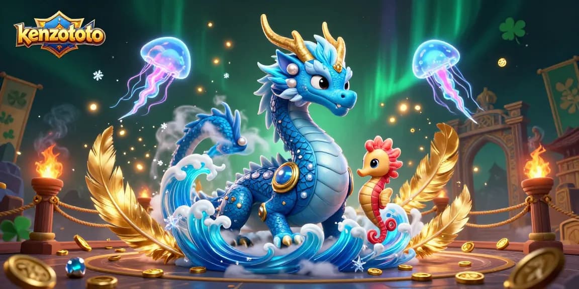 Kenzototo mengajak pemain merasakan keseruan game dengan naga air 3D dan kuda laut bertarung di arena permainan.