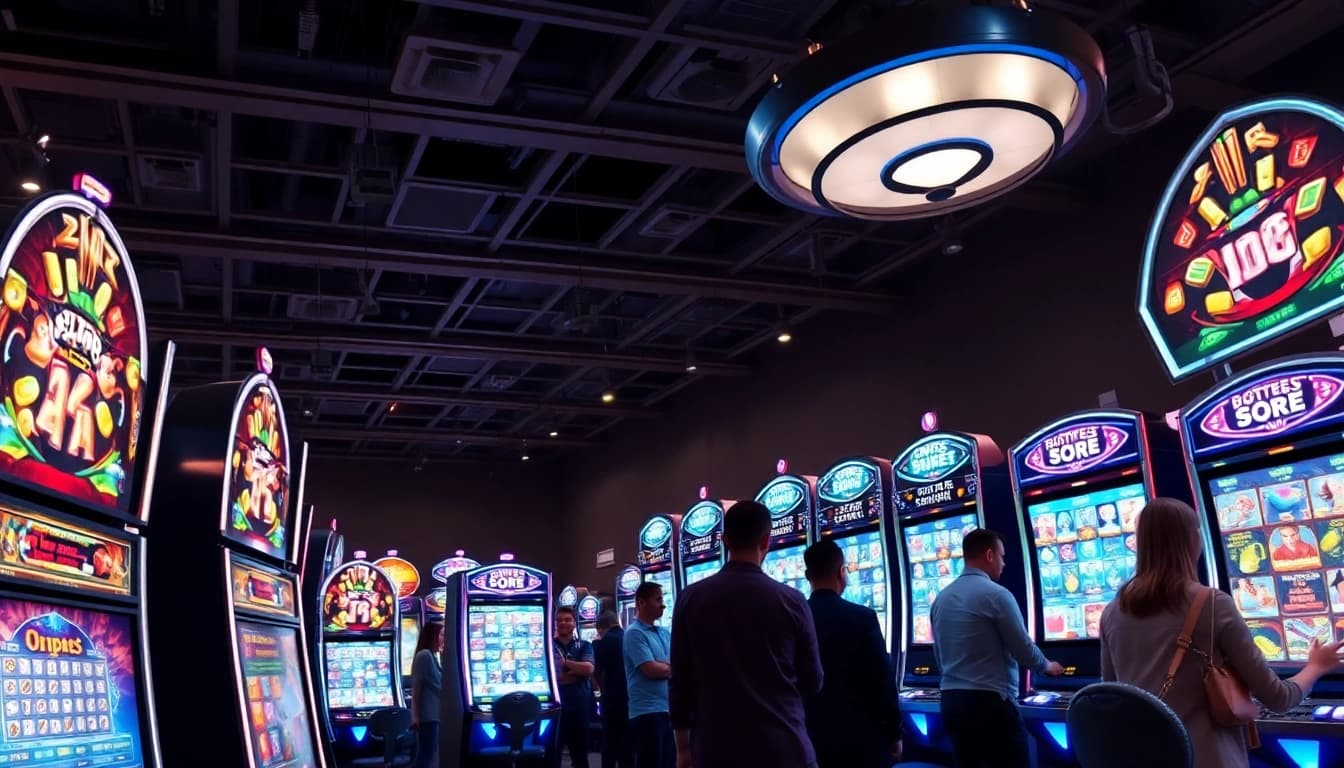 Menampilkan slot demo yang penuh warna dengan pengaturan permainan yang modern dan cerah.