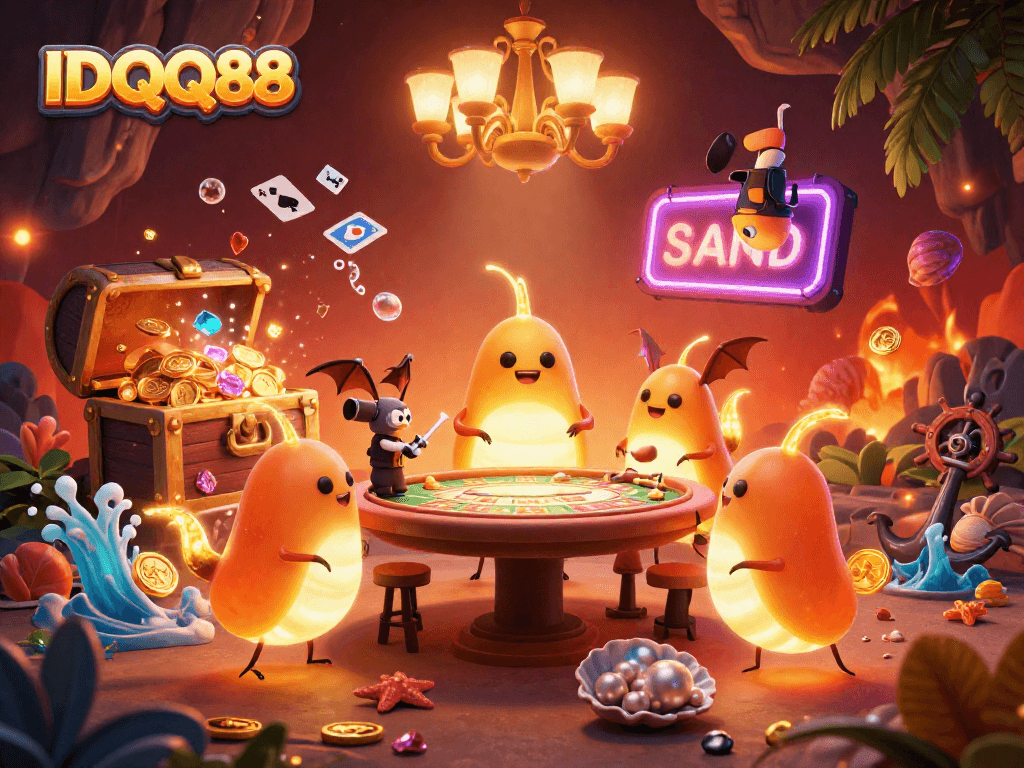 IDQQ88 shines in a vibrant casino scene with glowworms and a bat dealer lighting the game.