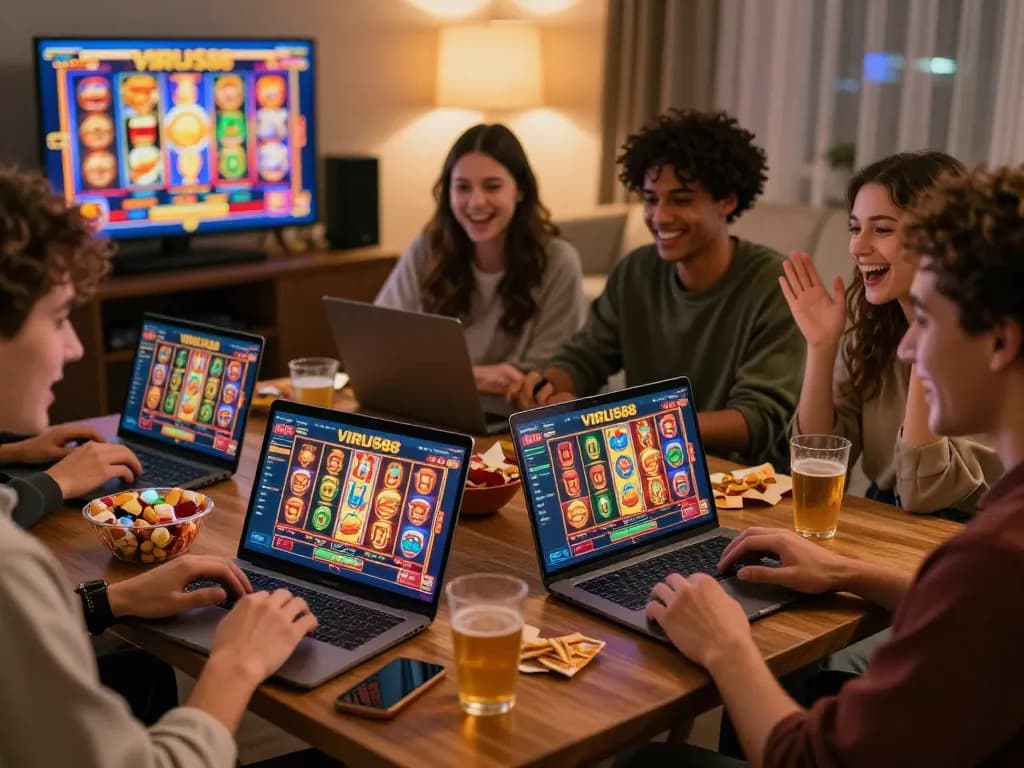 Percy bermain slot online VIRUS88 bersama di ruang tamu yang nyaman.
