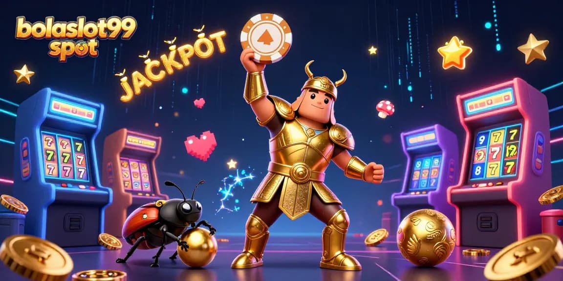 Experience the winning thrill with bolaslot99 slot in this vibrant 3D casino illustration.