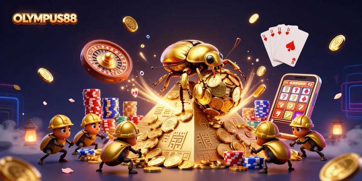 OLYMPUS88 menawarkan petualangan slot dengan simbol kasino di piramida.