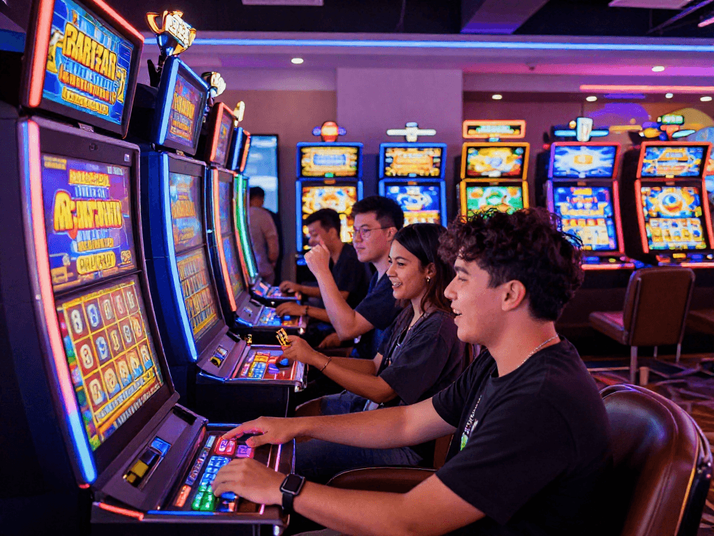 Players experiencing the excitement of slot gacor games in a vibrant digital casino atmosphere.