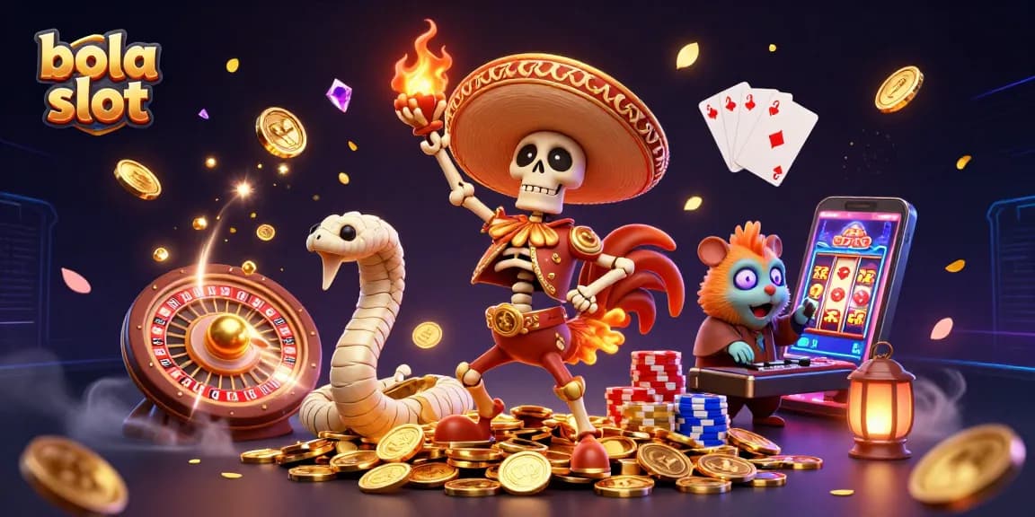 Spin the reels on bola slot machines with engaging characters and vibrant casino elements.