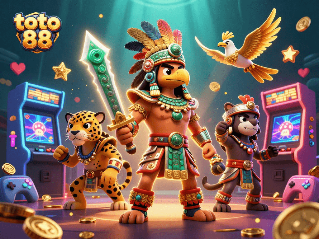 Play at toto 88 with colorful casino elements and vibrant characters in an engaging scene.