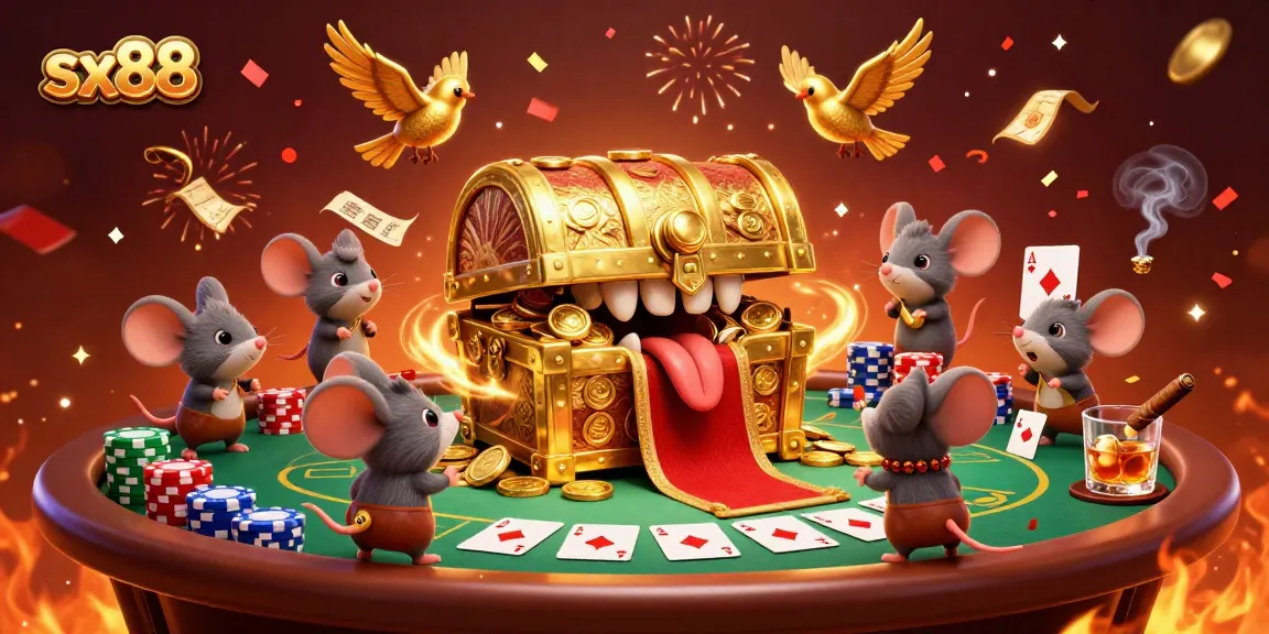 Engage in thrilling gameplay with sx88's vibrant casino illustration featuring dynamic poker elements.