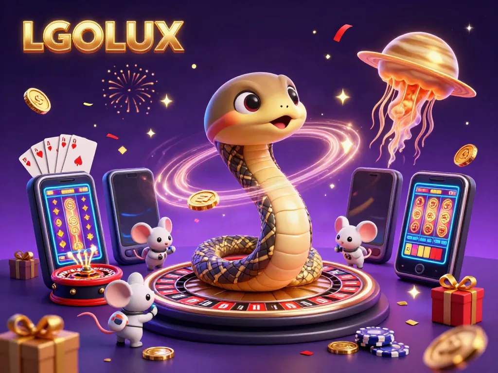Experience the excitement at LGOLUX with cosmic casino elements, featuring unique 3D characters and vibrant slot games.