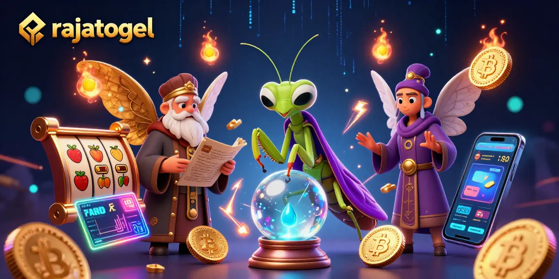 Rajatogel menampilkan ilustrasi 3D kartun menarik dengan elemen slot dan jackpot.