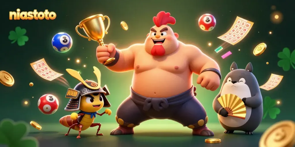 Experience the excitement of niastoto with dynamic lottery elements and vibrant characters in action.