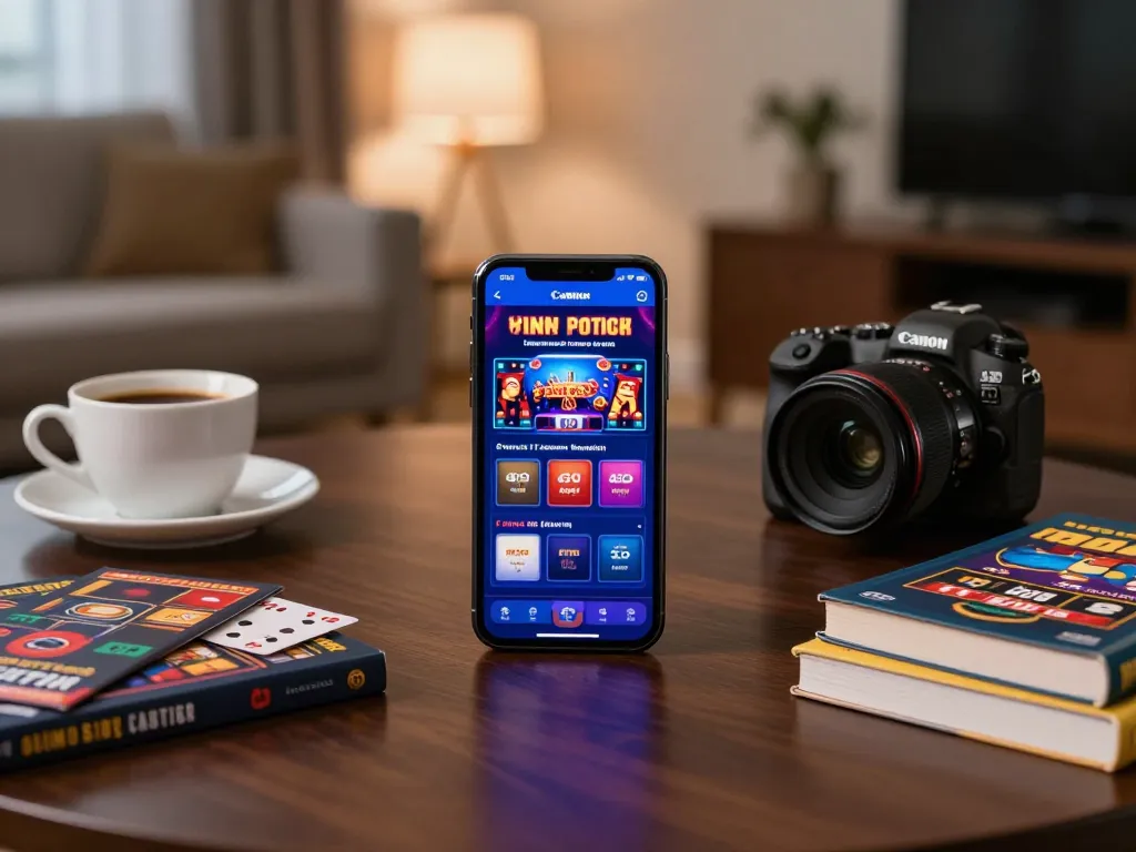 Engaged user exploring online games on the go8s mobile app in a cozy home environment.