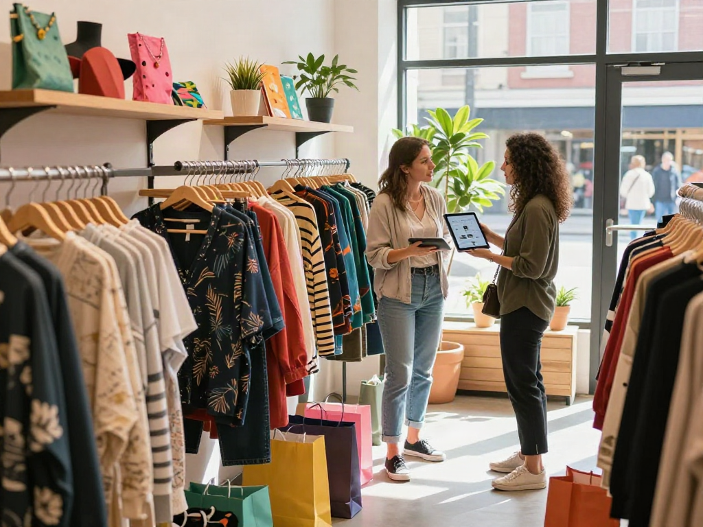 Customer browsing stylish outfits at Velouria store featuring bro138 fashion trends in a vibrant retail setting.