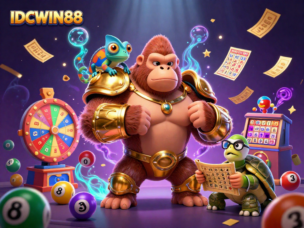 Engage in thrilling lottery action with IDCWIN88 featuring vibrant characters and game elements.