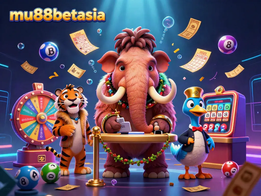 Experience thrilling casino excitement with mu88betasia's vibrant scene featuring cartoon characters and dynamic gaming elements.