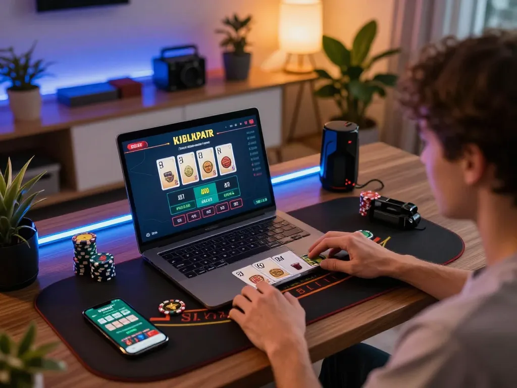 Player engaging in a live dealer blackjack game on 789bet, showcasing modern gaming setup and responsible gambling.