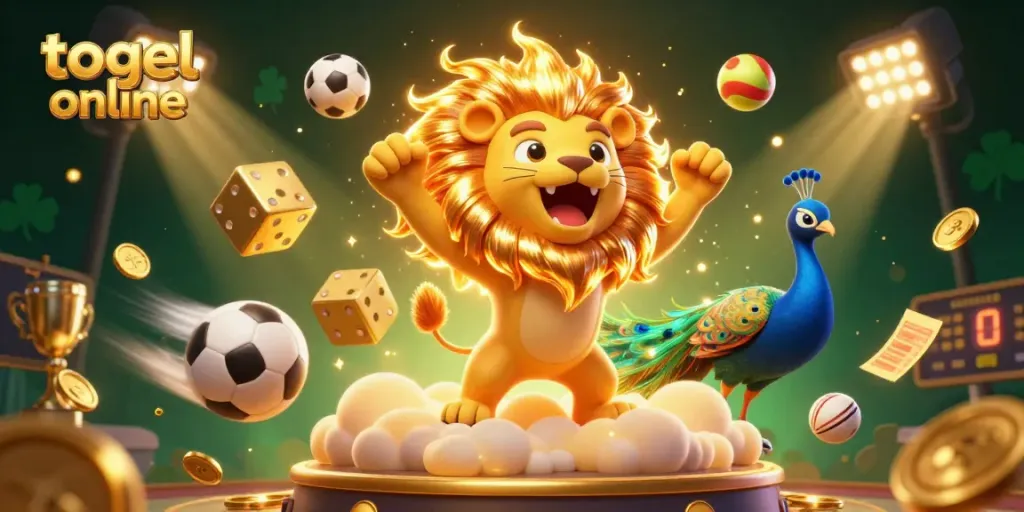 Menangkan togel online dengan ilustrasi kasino megah, menampilkan karakter 3D yang dinamis dan elemen taruhan.