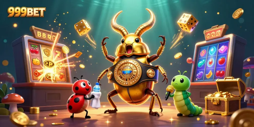 Experience the thrill of 999BET with a spectacular casino showdown featuring vibrant characters and games.