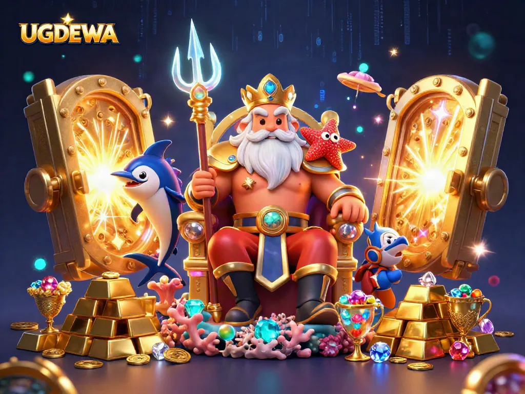 Experience a vibrant online gaming scene with UGDEWA's dynamic treasure vault and characters.