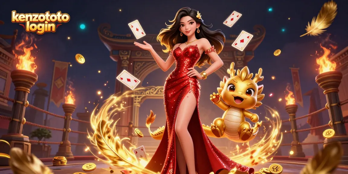 Experience thrilling gameplay at kenzototo login with vibrant visuals of an Asian woman and golden dragon.