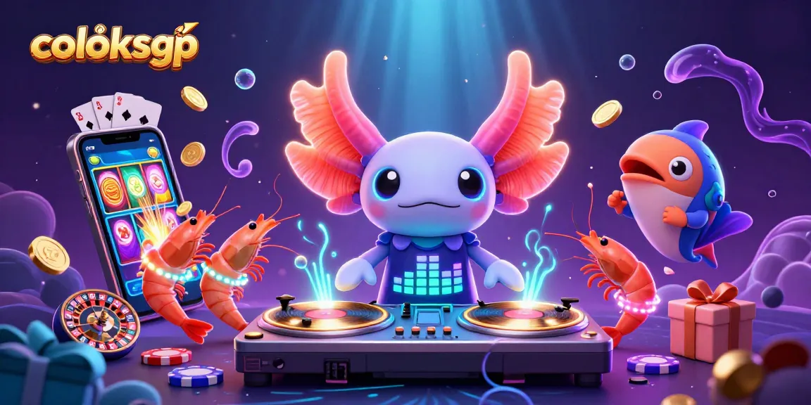 Coloksgp menghadirkan suasana kasino bawah laut dengan DJ axolotl neon dan elemen permainan menarik.