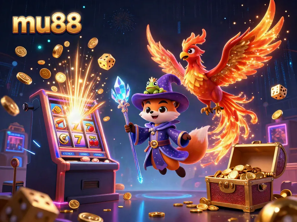 Experience the excitement at mu88 with our enchanting 3D casino illustration showcasing thrilling gaming elements and vibrant visuals.