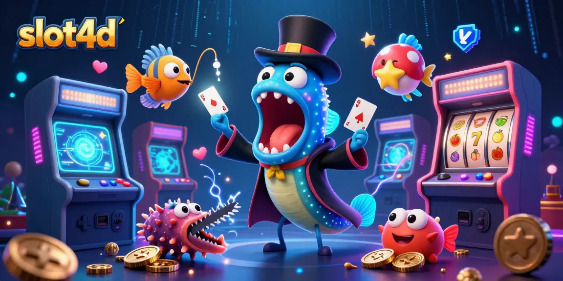 Experience thrilling slot4d action with animated characters in a vibrant casino setting filled with games.