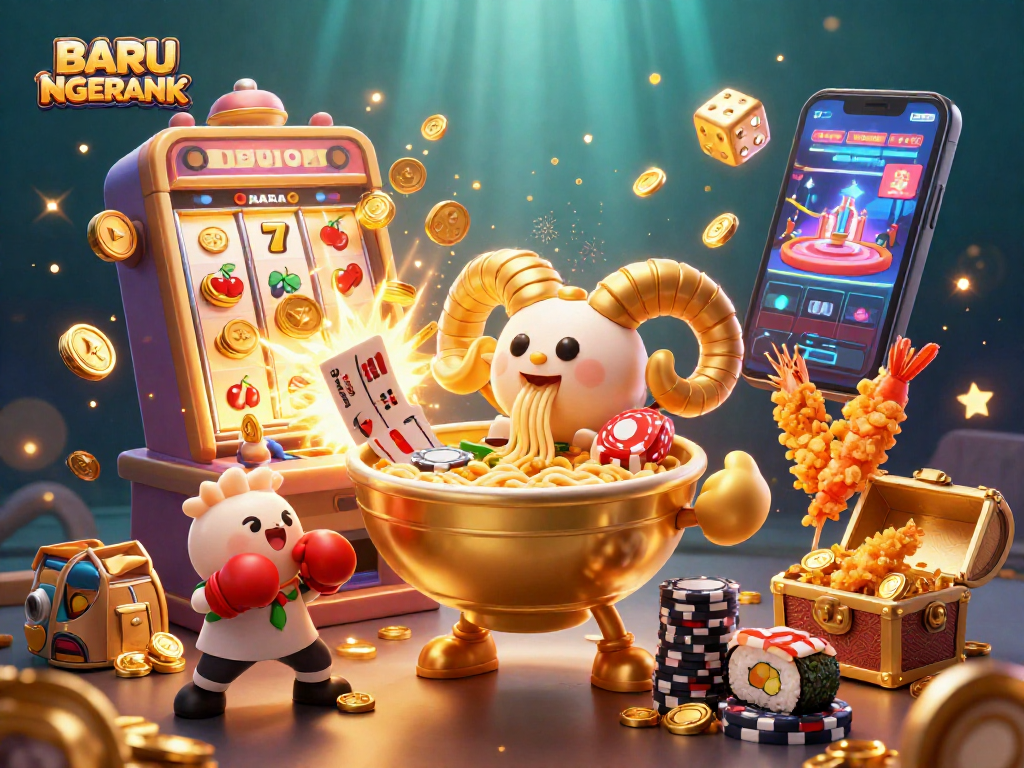 Engage with BARU NGERANK's thrilling slots experience featuring a vibrant casino scene.