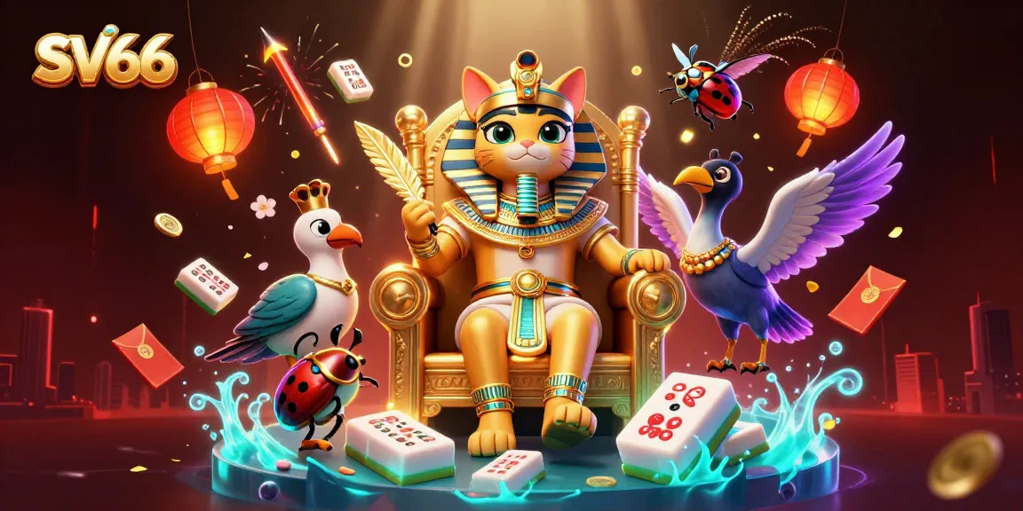 Experience SV66 excitement with our vibrant casino-themed 3D illustration featuring dynamic gaming elements.