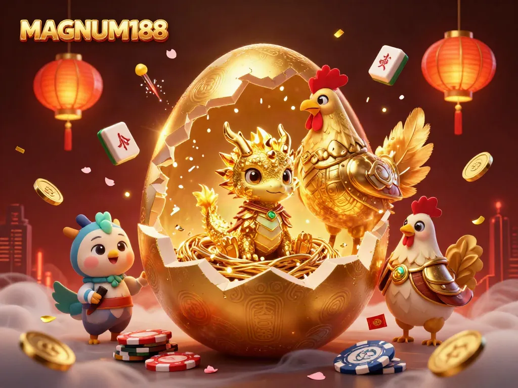 Experience MAGNUM188 with a golden dragon scene depicting exciting poker action and vibrant casino themes.
