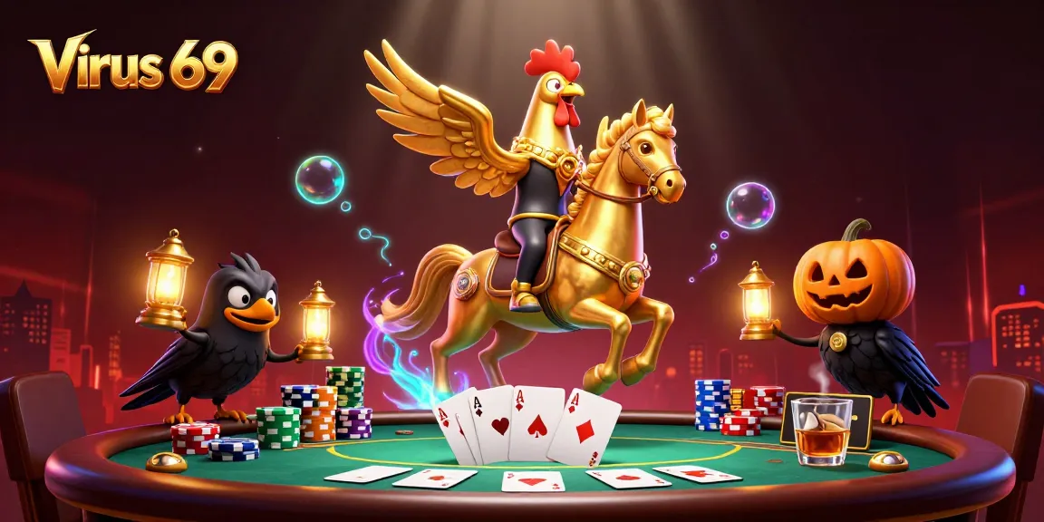Engage with the exciting world of Virus 69, where golden roosters and poker tables light up the casino.