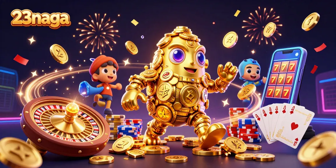 Menangkan jackpot di 23naga dengan karakter golem emas dan simbol kasino yang dinamis.