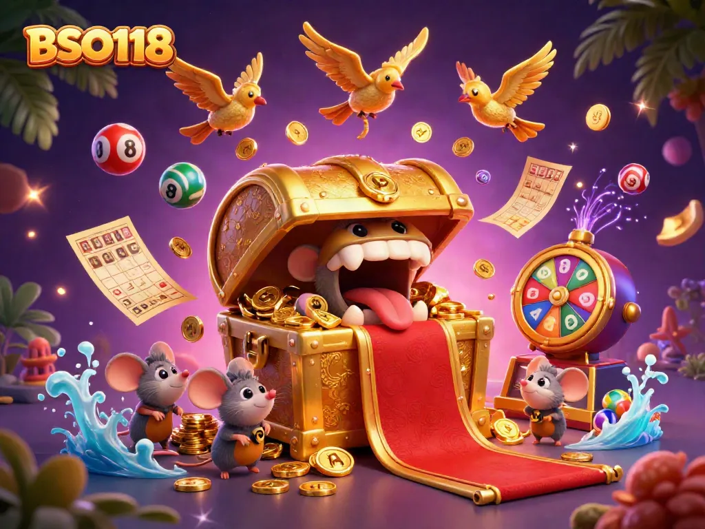 Excite with BSO118's dynamic jackpot treasures, featuring vibrant prizes and animated gameplay elements.