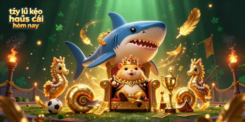 Tỷ lệ kèo nhà cái hôm nay illustrated with a golden hamster king in a dynamic sports betting arena.
