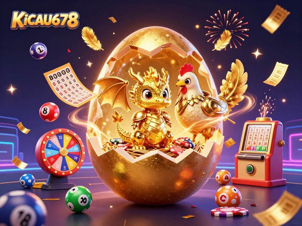 KICAU678 players enjoy golden rewards with an exciting dragon and poker chip theme.