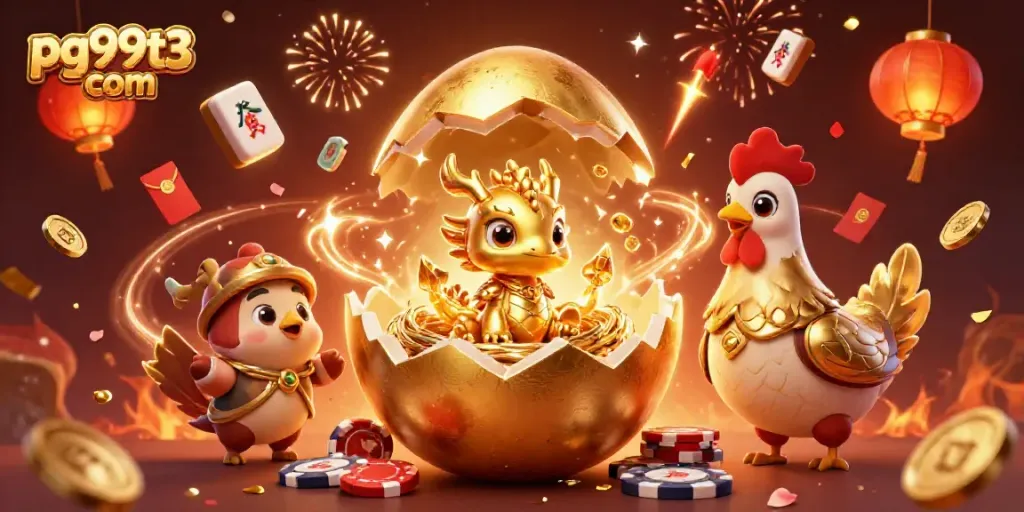 Engage in thrilling gameplay at pg99t3 com with golden dragon, poker chips, and festive decorations.