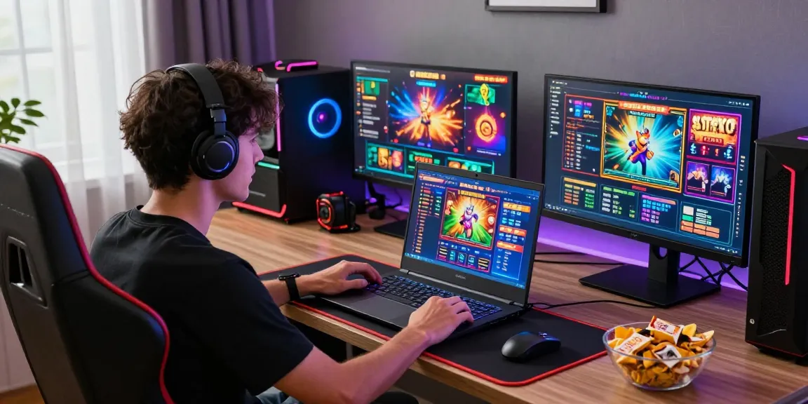 Dynamic gaming setup showcasing SNIPERSLOT games and vibrant atmosphere.