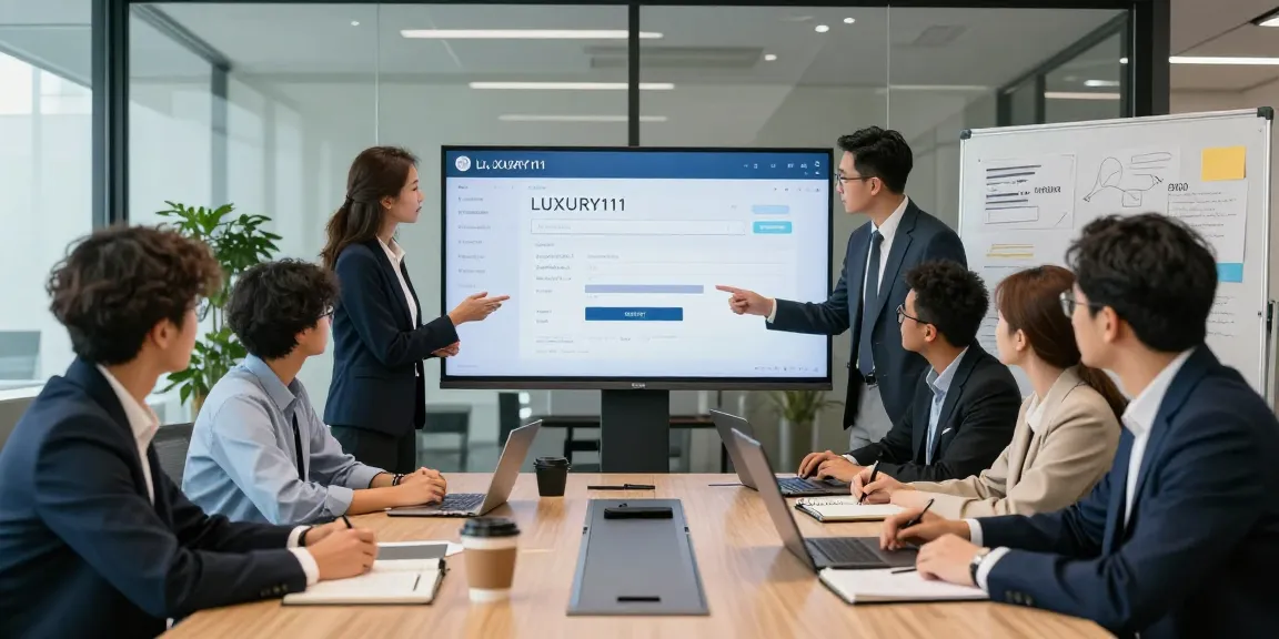 Tim kerja di kantor modern sedang menganalisis data LUXURY111 Login dengan semangat kolaboratif.