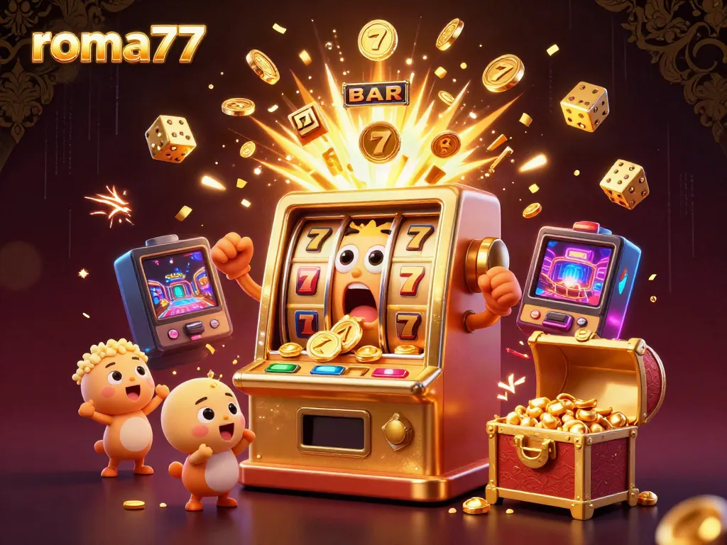 Slot mesin roma77 merayakan kemenangan jackpot dengan koin berhamburan, memberikan pengalaman bermain yang mengasyikkan.