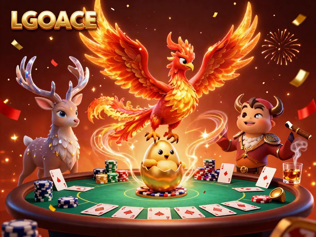 Engage with LGOACE's thrilling casino scene featuring dynamic characters amidst poker game elements.