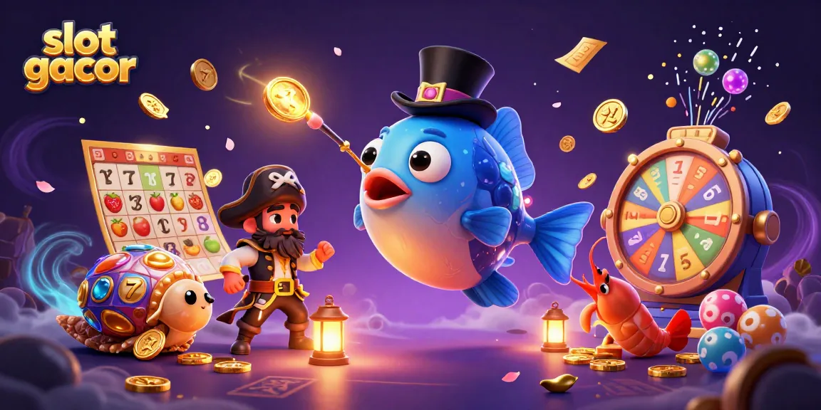 Experience slot gacor with a dynamic 3D scene featuring a deep-sea anglerfish and vibrant casino elements.