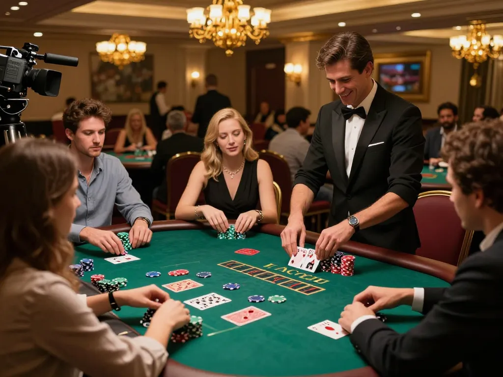Engaged players at a blackjack table enjoying togel hongkong betting strategies in a luxurious casino atmosphere.