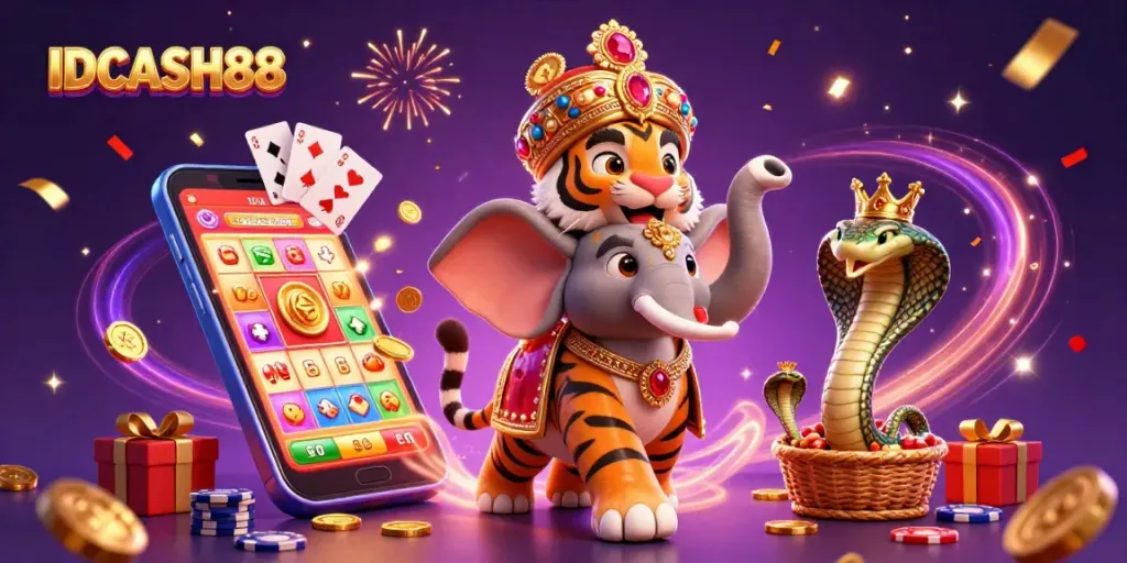 Play exciting lottery games with IDCASH88 featuring vibrant characters and dynamic elements.