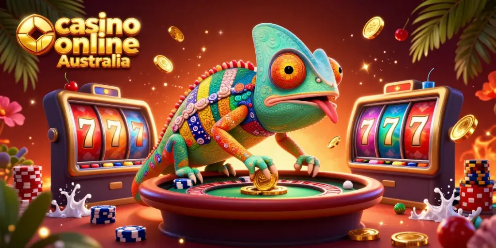 Experience exciting gameplay at casino online Australia with dynamic chameleon owner and colorful slot reels.