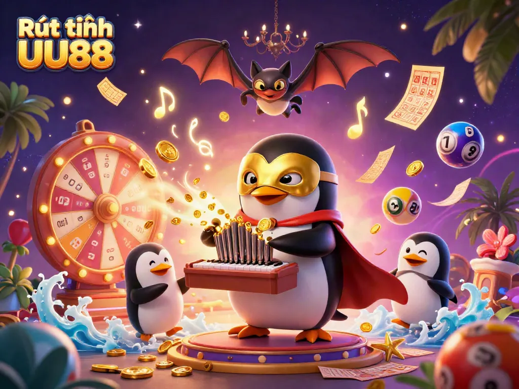 Experience the excitement of Rút tiền UU88 with vibrant casino elements and enchanting characters.