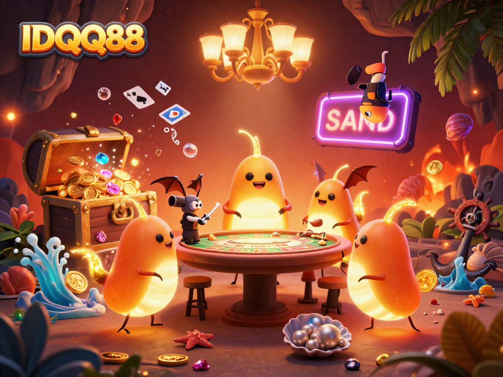 IDQQ88 shines in a vibrant casino scene with glowworms and a bat dealer lighting the game.