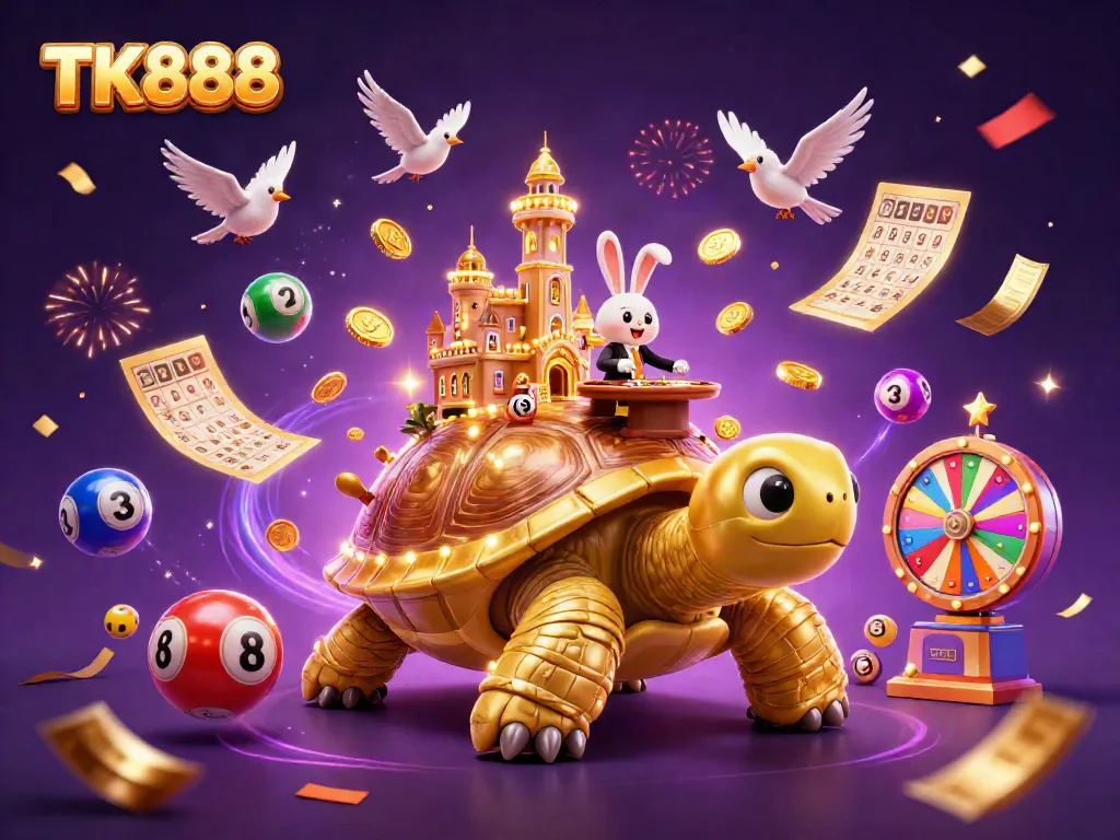 Experience excitement at TK888 with a golden tortoise casino and lively dealer.