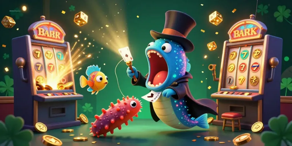 Xoilactv brings excitement with a vibrant 3D illustration of sea creatures in a magical gambling party.
