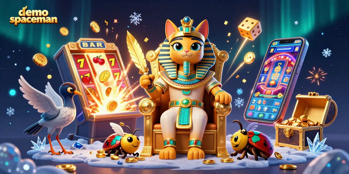 Play demo spaceman slots with exciting graphics, featuring a jackpot explosion and vibrant casino elements.