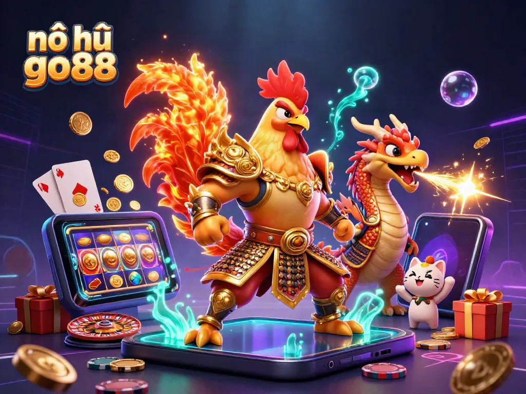 Experience the thrill of nổ hũ go88 illustrated with vibrant casino graphics and unique characters.