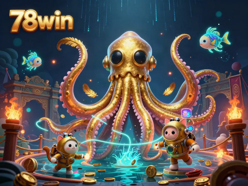 Experience exciting gambling adventures with 78win's thrilling ocean-themed casino illustration.