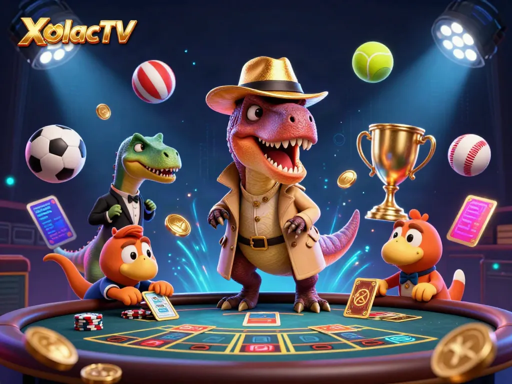 XoilacTV showcases a vibrant gambling scene with unique dinosaurs and exciting betting elements.